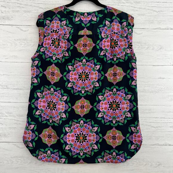 J. Crew Pink and Black Mandala Print Sleeveless Blouse Size S - Picture 1 of 7